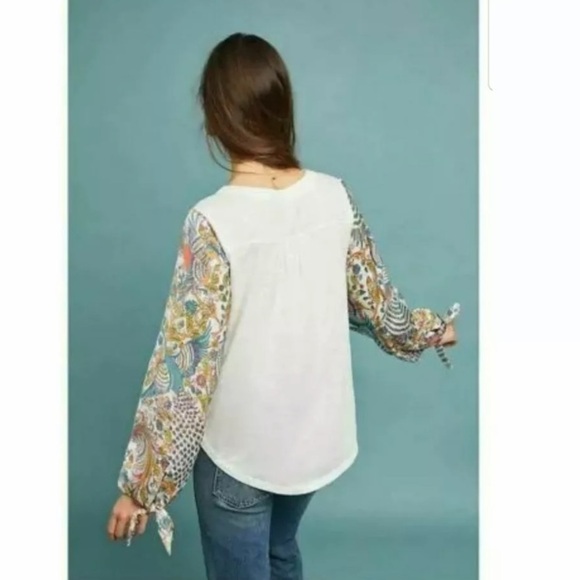 ANTHROPOLOGIE New Maybelle Tied-Sleeve Top, SIZE XS - Picture 3 of 3